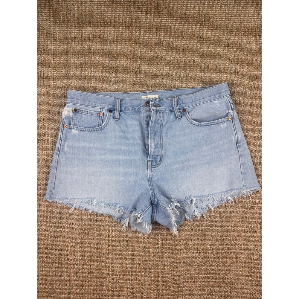 👖 Madewell Relaxed Denim Shorts | 32 | Light Wash Frayed Hem